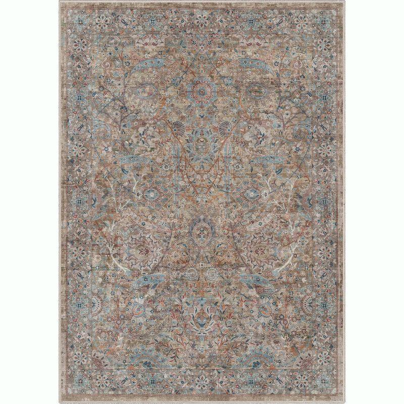 Ervin Emilia Vintage Persian Floral Blue Beige Flat-Weave Rug
