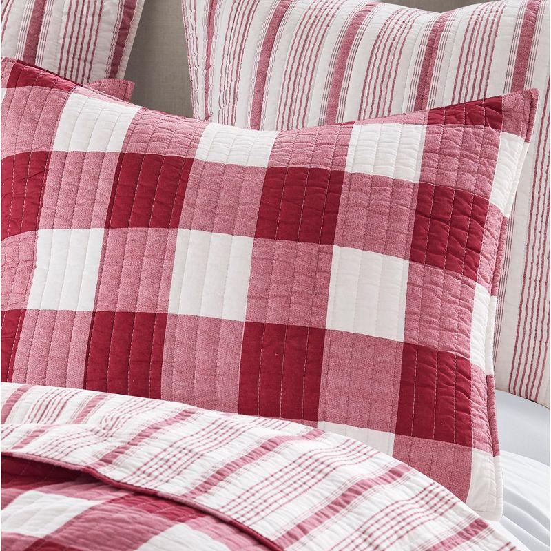 Camden Reversible Red and Cream Cotton Quilt Set with Pillow Shams