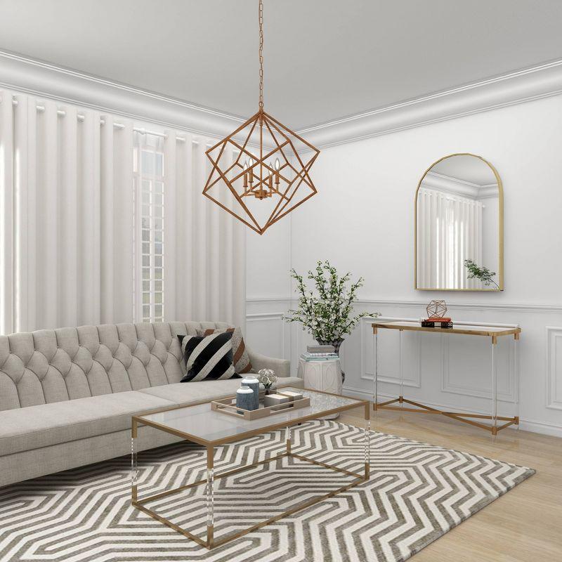 Modern Metal Chandelier with Link Style Chain Gold - Olivia & May: Ceiling Lighting, Geometric Design, E12 Socket