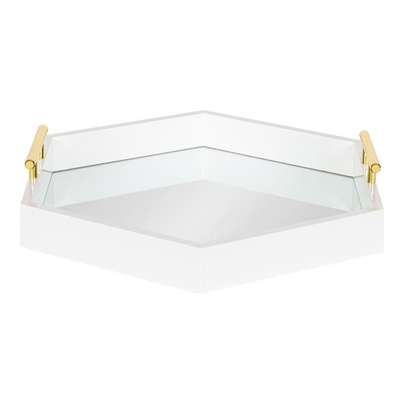 Kate and Laurel Lipton Tray, 18x18, White and Mirror