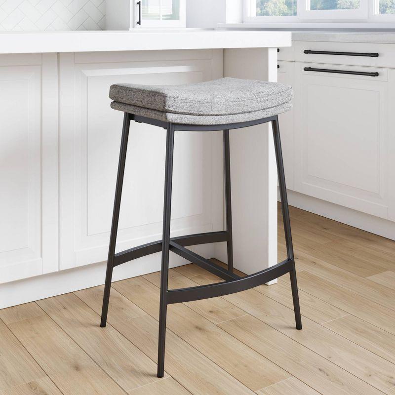 Upholstered Counter Height Metal Barstool - Nathan James