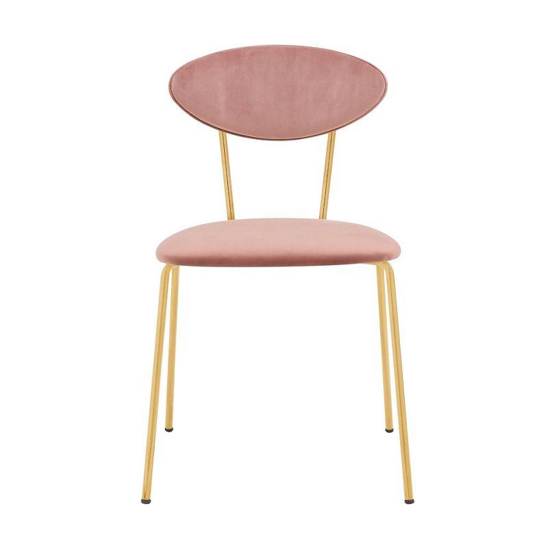 Elegant Pink Velvet Upholstered Side Chair with Gold Metal Legs