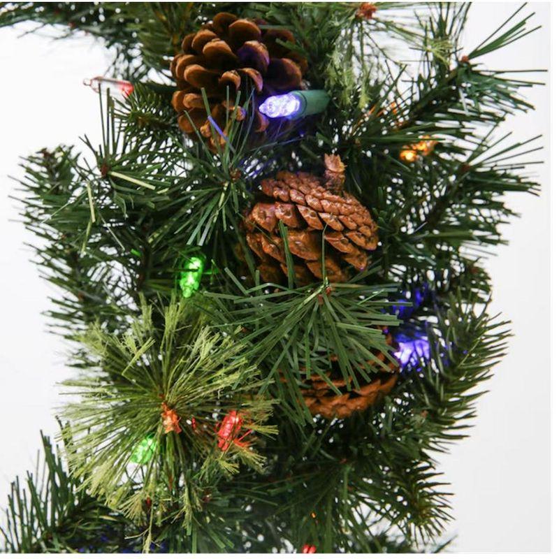 GE 26-in Pre-lit Battery-operated Green Mixed Needle Artificial Christmas Wreath