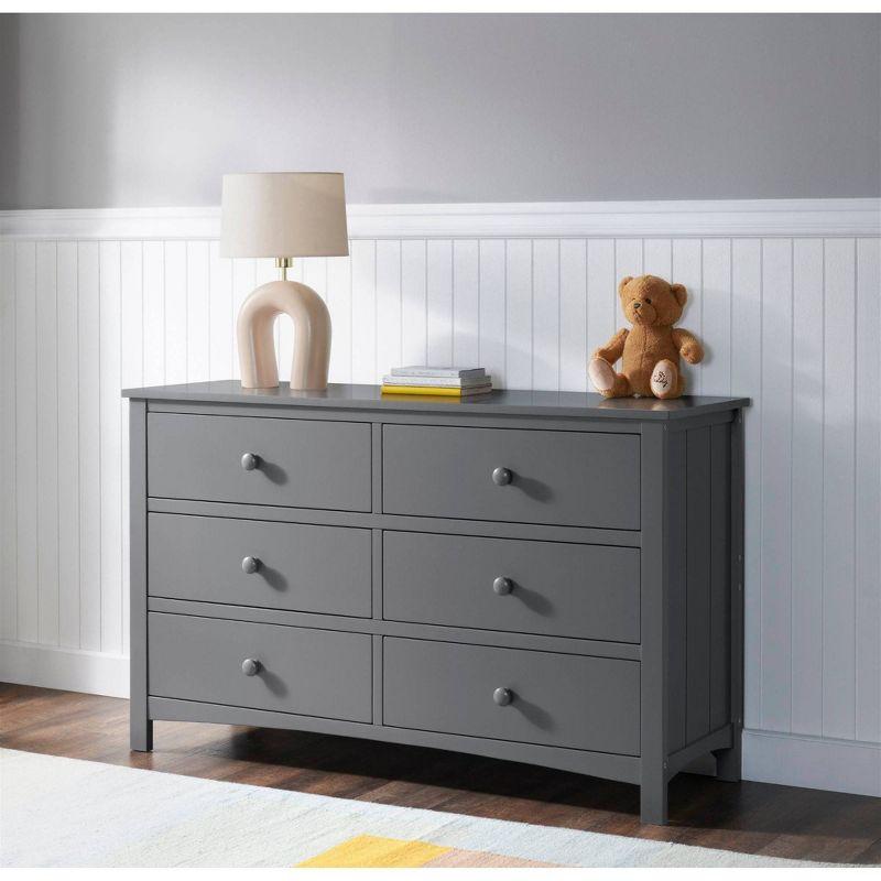 Oxford Double 6-Drawer Horizontal Dresser in Dove Gray