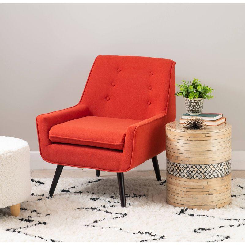 Trelis Mid-Century Modern Retro Style Accent Chair Red - Linon: Upholstered, Rubberwood Legs, Foam Cushion