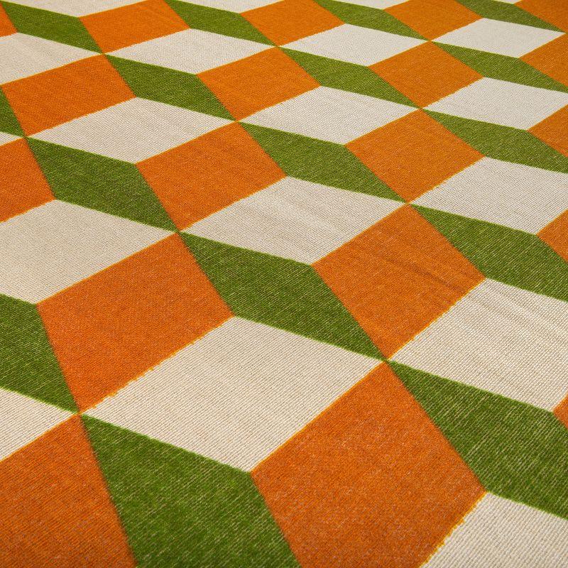 World Rug Gallery Contemporary Geometric Flatweave Indoor/Outdoor Area Rug - ORANGE 5' X 7':  Quick Dry,  UV Resistant