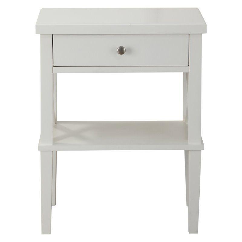 Marta White Wood 1-Drawer Nightstand with Open Shelf