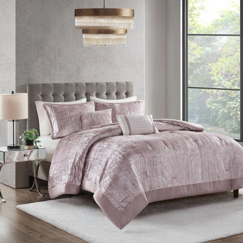 Blush Velvet Full Down Alternative 5-Piece Bedspread Set