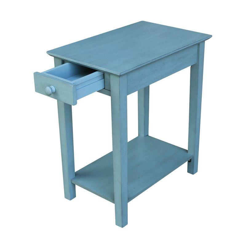 Ocean Blue Traditional Elegant Solid Parawood End Table with Storage