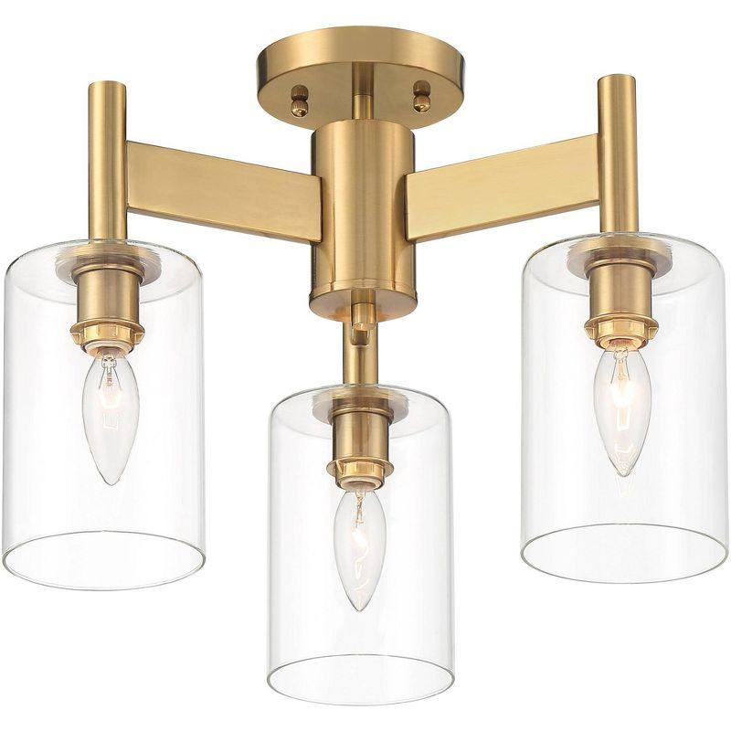 Possini Euro Design Lantico Modern Ceiling Light Semi Flush Mount Fixture 17" Wide Gold 3-Light Clear Glass for Bedroom Kitchen Living Room Hallway