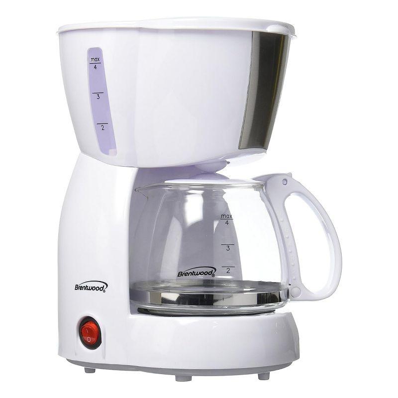 White 4-Cup Glass Carafe Coffee Maker with Permanent Filter