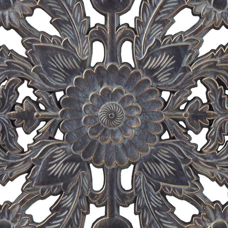 2pc Botanical Carved Wall Decor Panel Set Bronze - Madison Park: MDF Antique Finish, Vertical Orientation