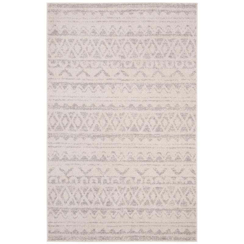 Ivory and Silver Rectangular Reversible Area Rug 6' x 9'