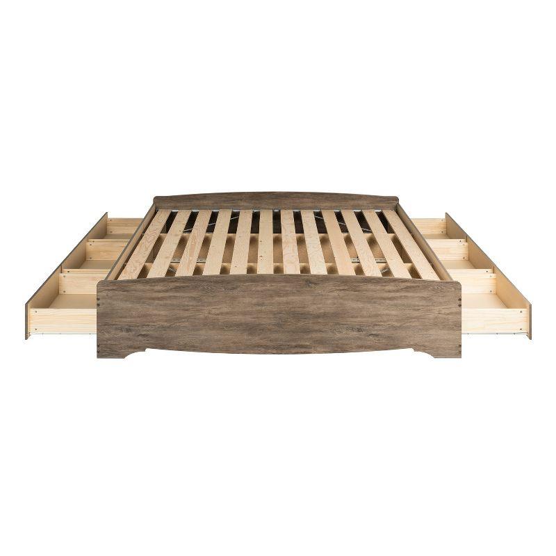 King Mate's Platform Storage Bed with 6 Drawers Drifted Gray - Prepac: King-Sized, No Box Spring Needed