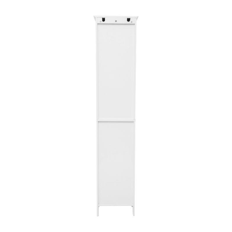 Flash Furniture Dune Freestanding Bathroom Linen Tower Storage Cabinet with Magnetic Close Doors, Adjustable Shelves, Open Display Shelf, and Drawer