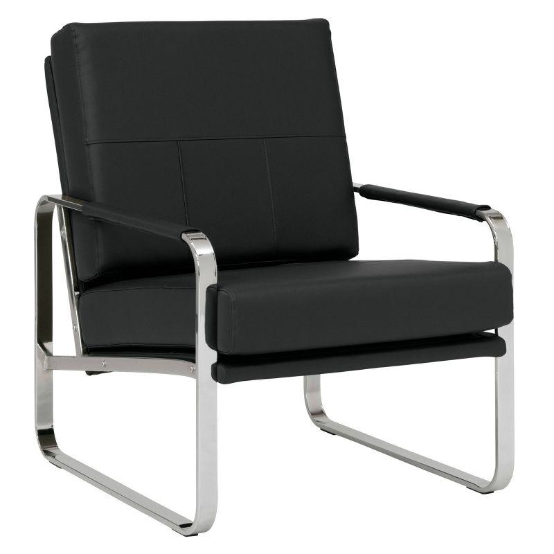 Allure Modern Blended Leather Accent Arm Chair Black/Chrome: Chrome-Finished, Padded for Comfort - Studio Designs Home