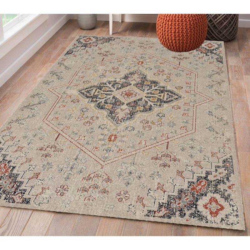 5'x7'6" Great Zero Rollins Rug Off White/Blue - Linon: Abstract Low Pile Area Rug, Indoor, Machine Made, Traditional Style