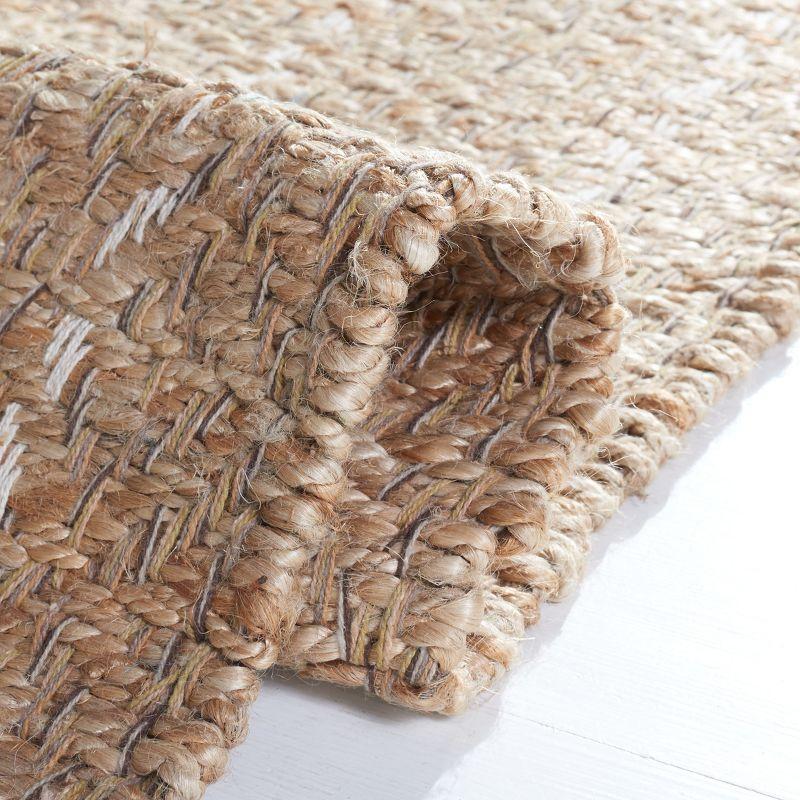 Cape Cod Handwoven Ivory and Green Square Cotton Area Rug - 6'