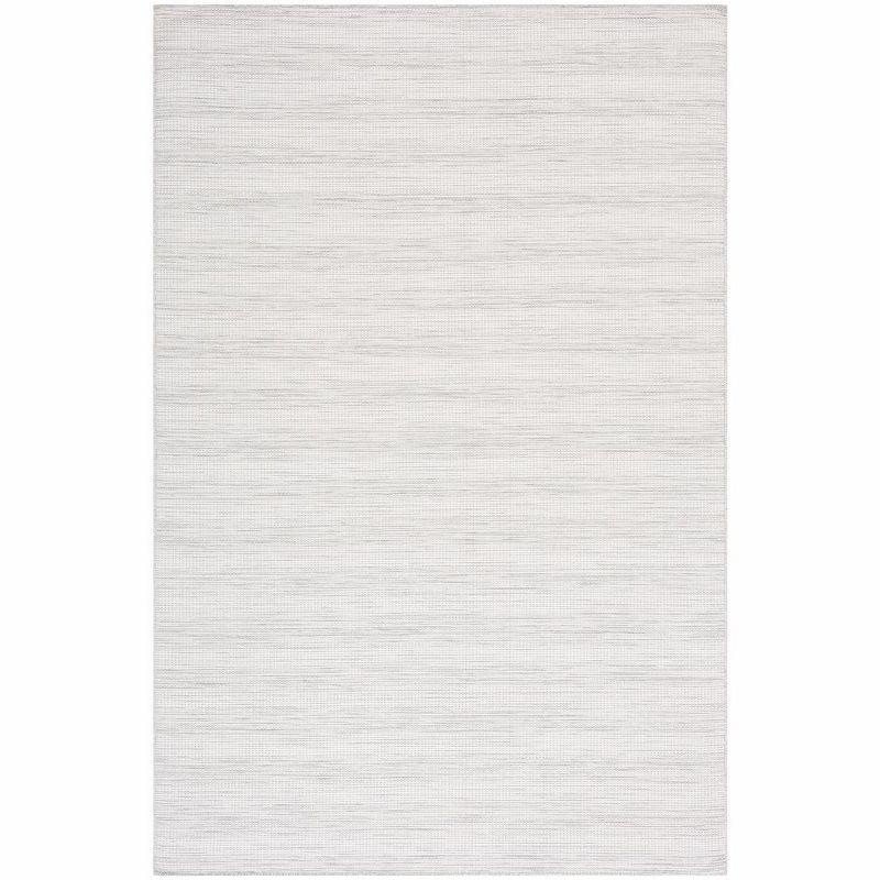 Ivory & Grey Ombre Stripe Hand-Knotted Wool Blend Area Rug