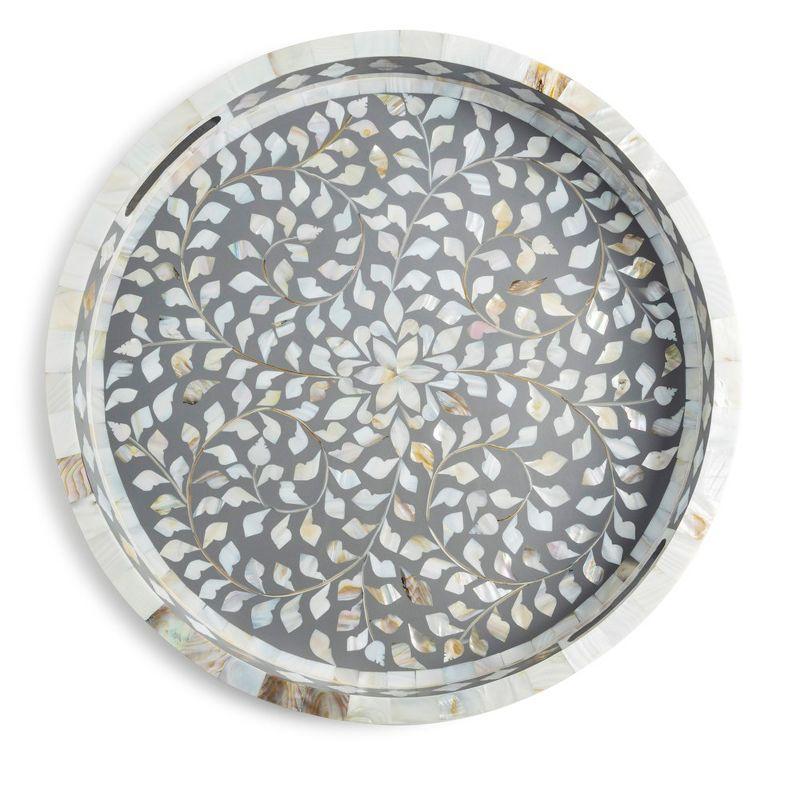 Jodhpur Mother of Pearl Decorative Tray, Grey