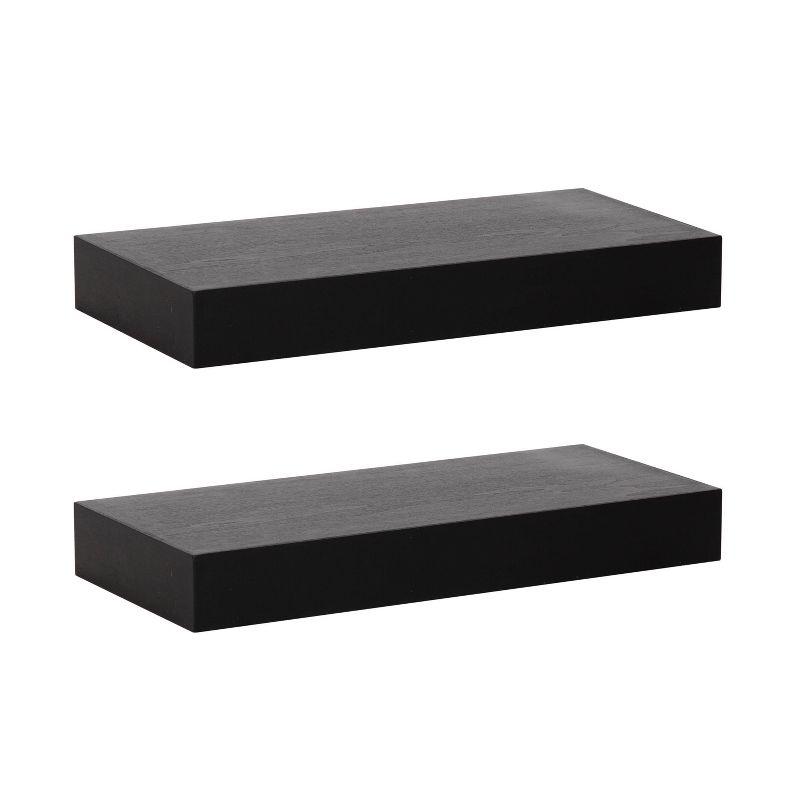 Havlock 18'' Black Wood Modern Floating Cube Shelves - Set of 2