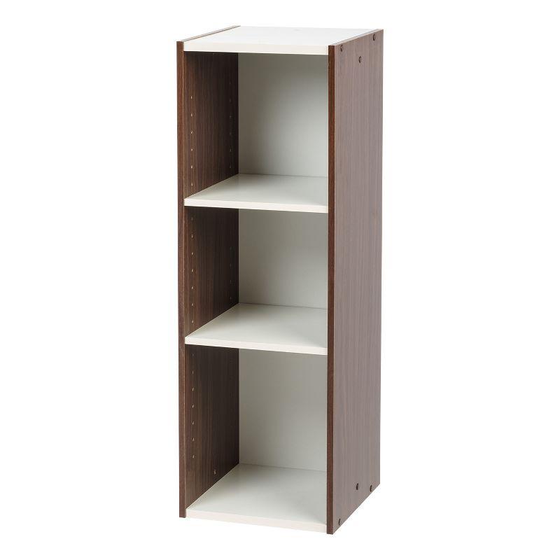 Walnut Brown Modular Cubby Bookshelf with Adjustable Shelves