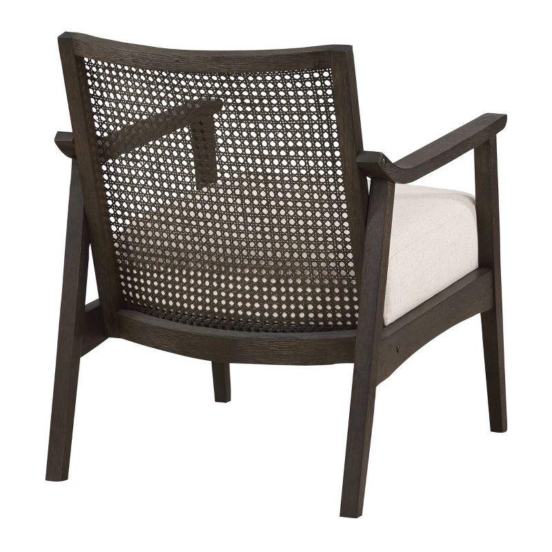 Lantana Arm Chair Linen - OSP Home Furnishings: Woven Cane Back, Polyester Cushion, Rustic Gray Finish