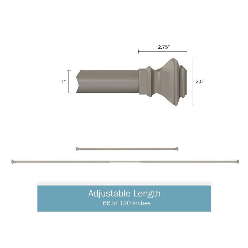 Lavish Home Decorative Modern Square Finials & Hardware- For Home Decor in Bedroom, Living Room & Kitchen- 66-120-Inch (Gray)