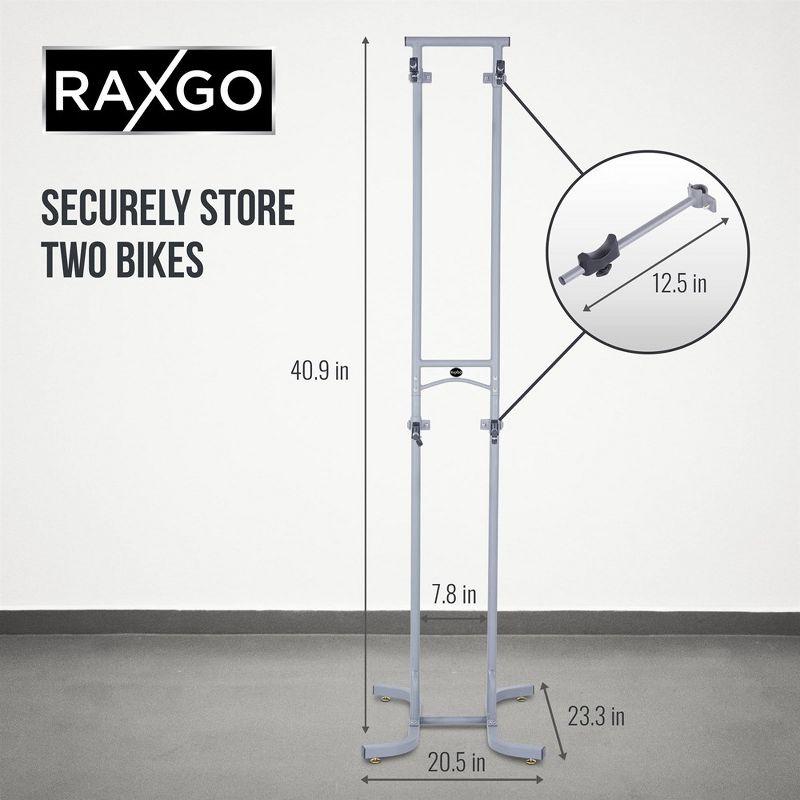 RaxGo Freestanting Bike Storage Rack, 2 Bicycle Stand W/Adjustable Hooks, for Mountain & Road Bikes