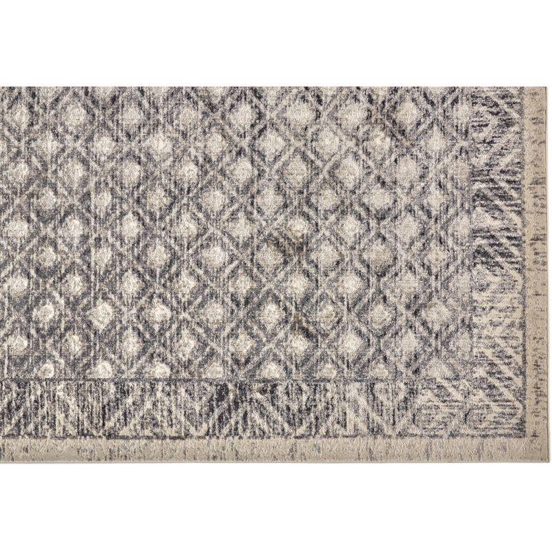 Reversible Ivory Diamond Synthetic Area Rug 5'3" x 7'6"