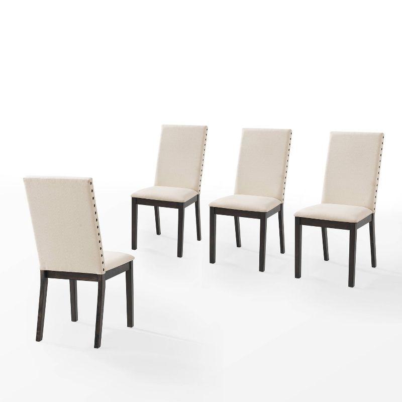 Hayden Cream Linen Upholstered Parsons Dining Chairs with Nailhead Trim, Set of 4