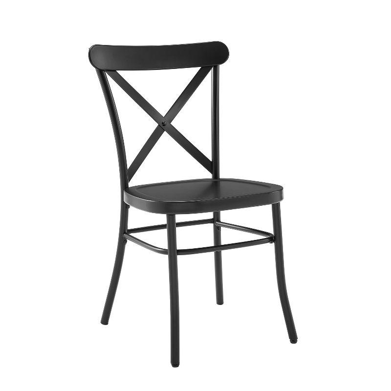 Set of 2 Camille Dining Chair Matte Black - Crosley: French Industrial Style, Steel Construction, X-Back Design