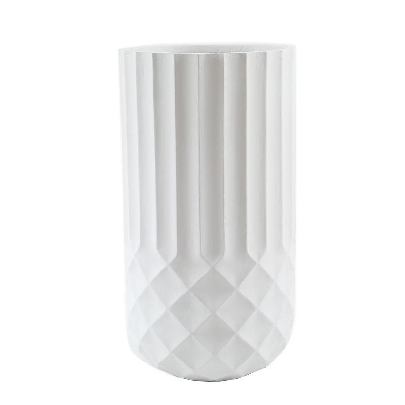 White 24-Inch Tall Round MgO Indoor/Outdoor Planter