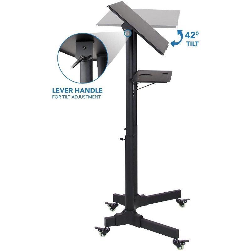 Mount-It! Mobile Standing Height Desk, Portable Podium and Rolling Presentation Lectern, Laptop Stand Up Desk with Caster Wheels