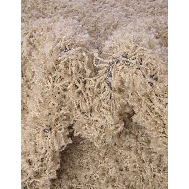 Taupe Square Soft Shag Synthetic Area Rug for Easy Care