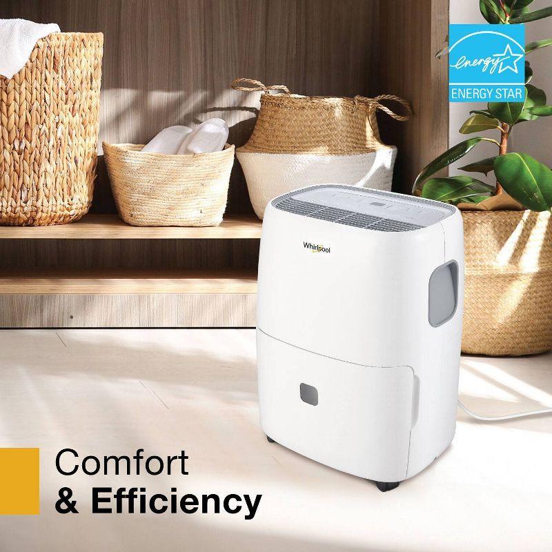 Whirlpool 50 Pint Portable Dehumidifier with Built-in Pump: Accudry, UL Listed, No Filter, Over 3000 sq. ft. Coverage