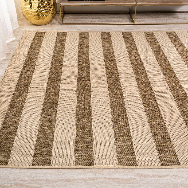 3'x5' Aveiro Wide Stripe Indoor/Outdoor Area Rug, Beige/Brown - JONATHAN Y
