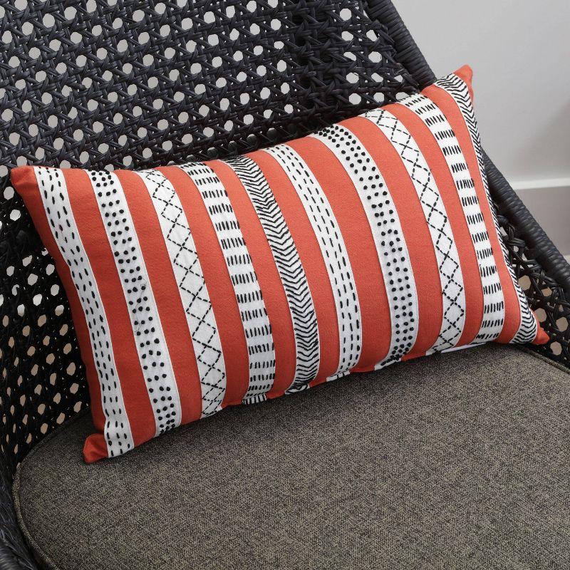 Embroidered Cotton Reversible Throw Pillow