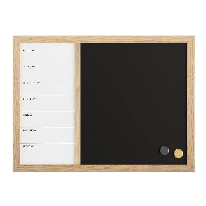 Thomas Martha Stewart Magnetic Weekly Calendar Dry Erase Board and Chalk Board with Liquid Chalk Marker