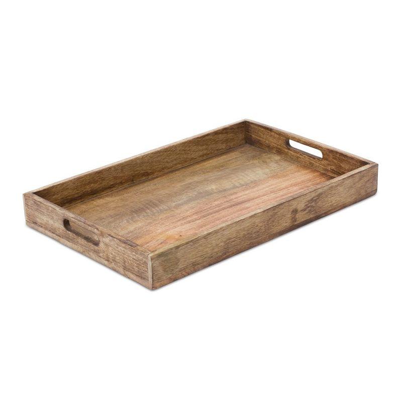 Rustic Natural Wood Rectangular Decorative Trays Set of 2