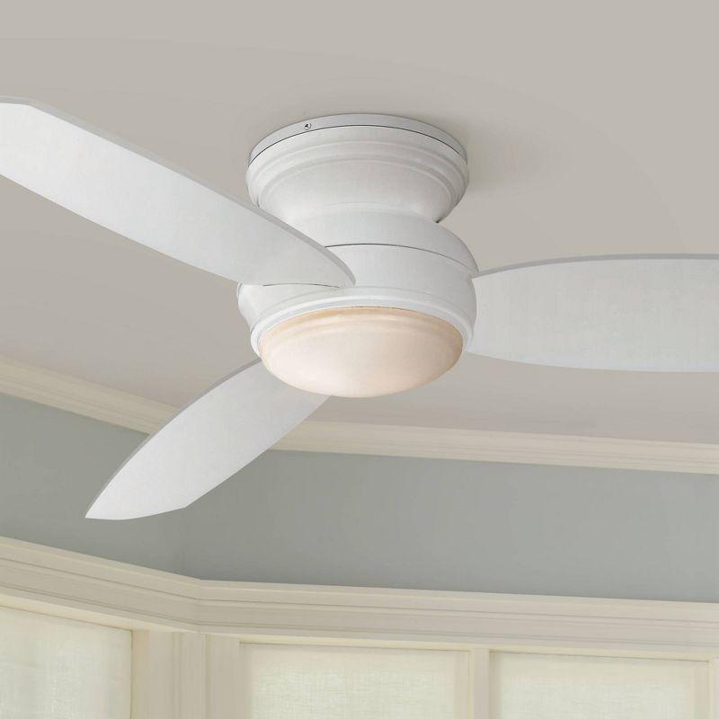44" Minka Aire Vintage Hugger Outdoor Ceiling Fan with LED Light White Wet Rated for Patio Exterior House Porch Gazebo Garage Barn