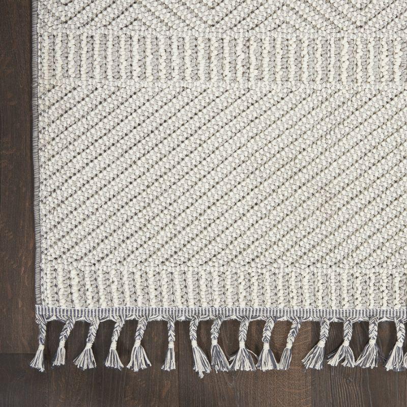 Nourison Elwood Contemporary Indoor Tassel Fringe Area Rug Grey/Ivory 2'2" x 8'2"