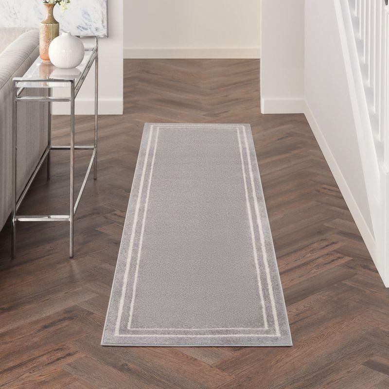 Nourison Essentials 2'2" x 7'6 Grey/Ivory Contemporary Indoor/Outdoor Rug