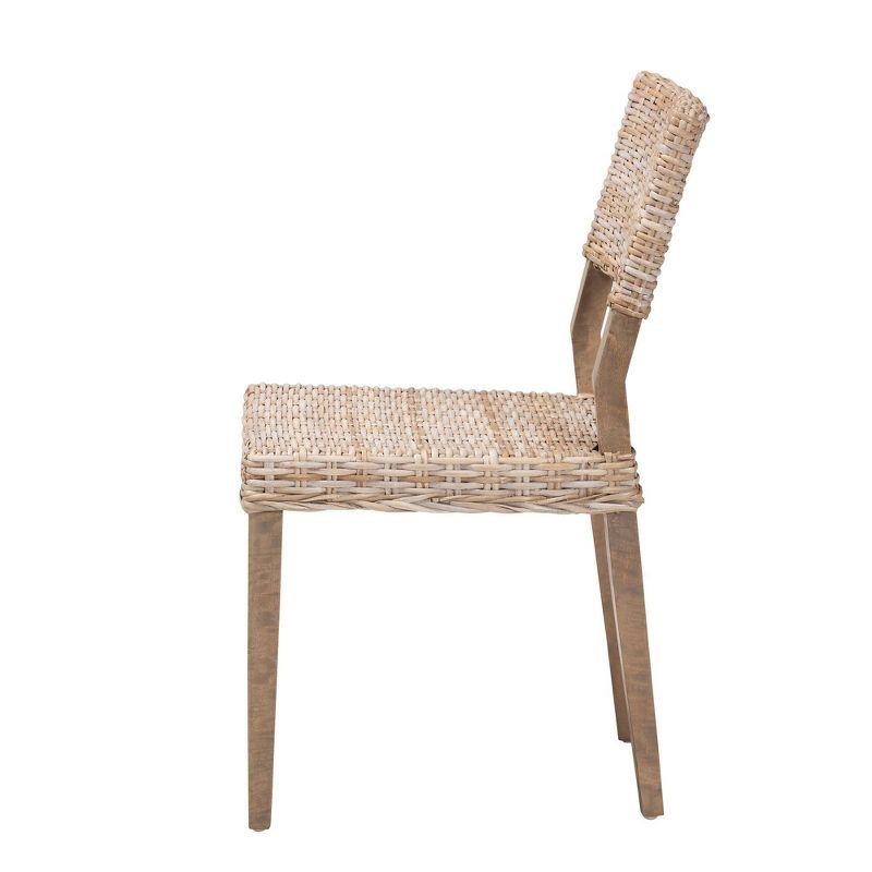 bali & pari Barossa Rattan and Mahogany Wood Dining Chair Kubu Gray/Rustic Taupe