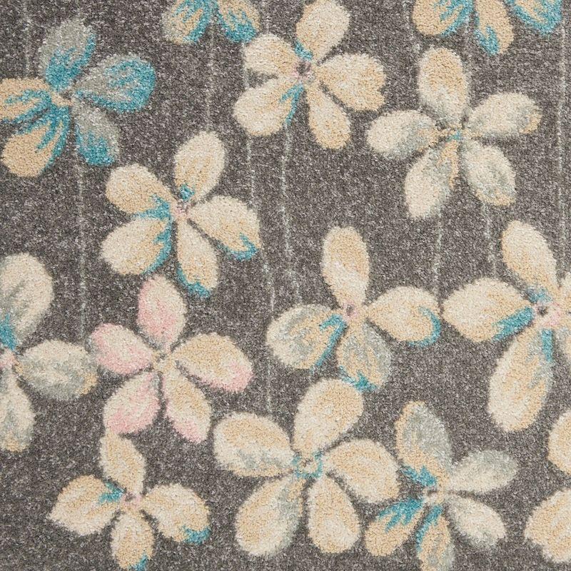 Handmade Grey and Beige Floral Synthetic 4' x 6' Rug