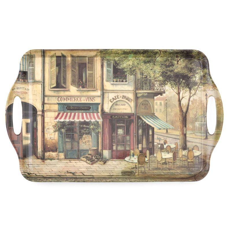 Pimpernel Parisian Scene Large Melamine Hndld Tray 18.9 X11.6"