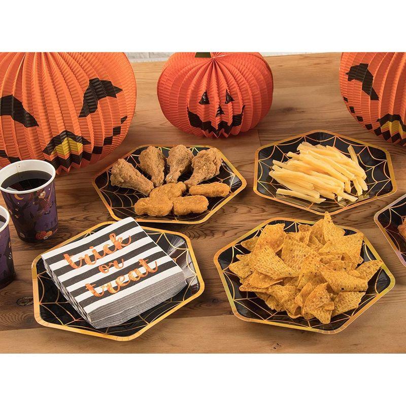 Blue Panda 50 Pack Halloween Cocktail Napkins, 3-Ply Trick or Treat Napkins for Spooky Halloween Decors and Party Supplies, 5x5 In