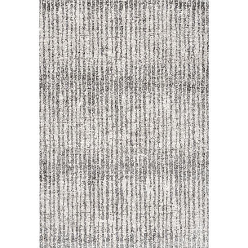5'x8' Skoura Modern Bold Stripe Area Rug, Beige/Dark Gray - JONATHAN Y