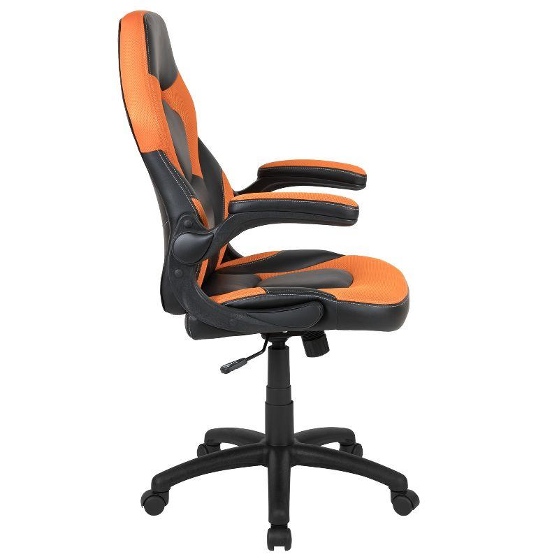 Black Nylon High-Back Ergonomic Gaming Chair with Flip-Up Arms