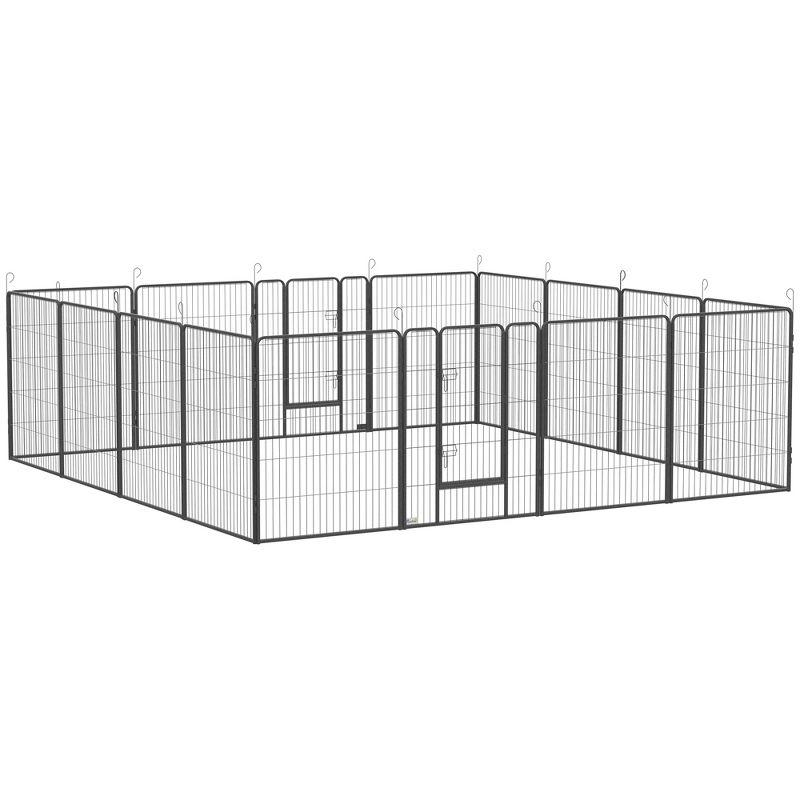 PawHut Dog Playpen 16 Panel 40 Inch Height for Small Medium and Large Dogs, Dog Fence with Lockable Door for Indoor/Outdoor Use, DIY Shape Pet Playpen